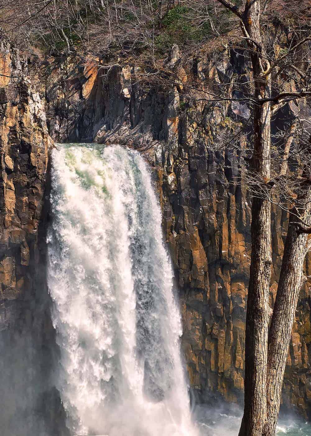 Naena waterfall in spring. Close up shot of the waterfall.